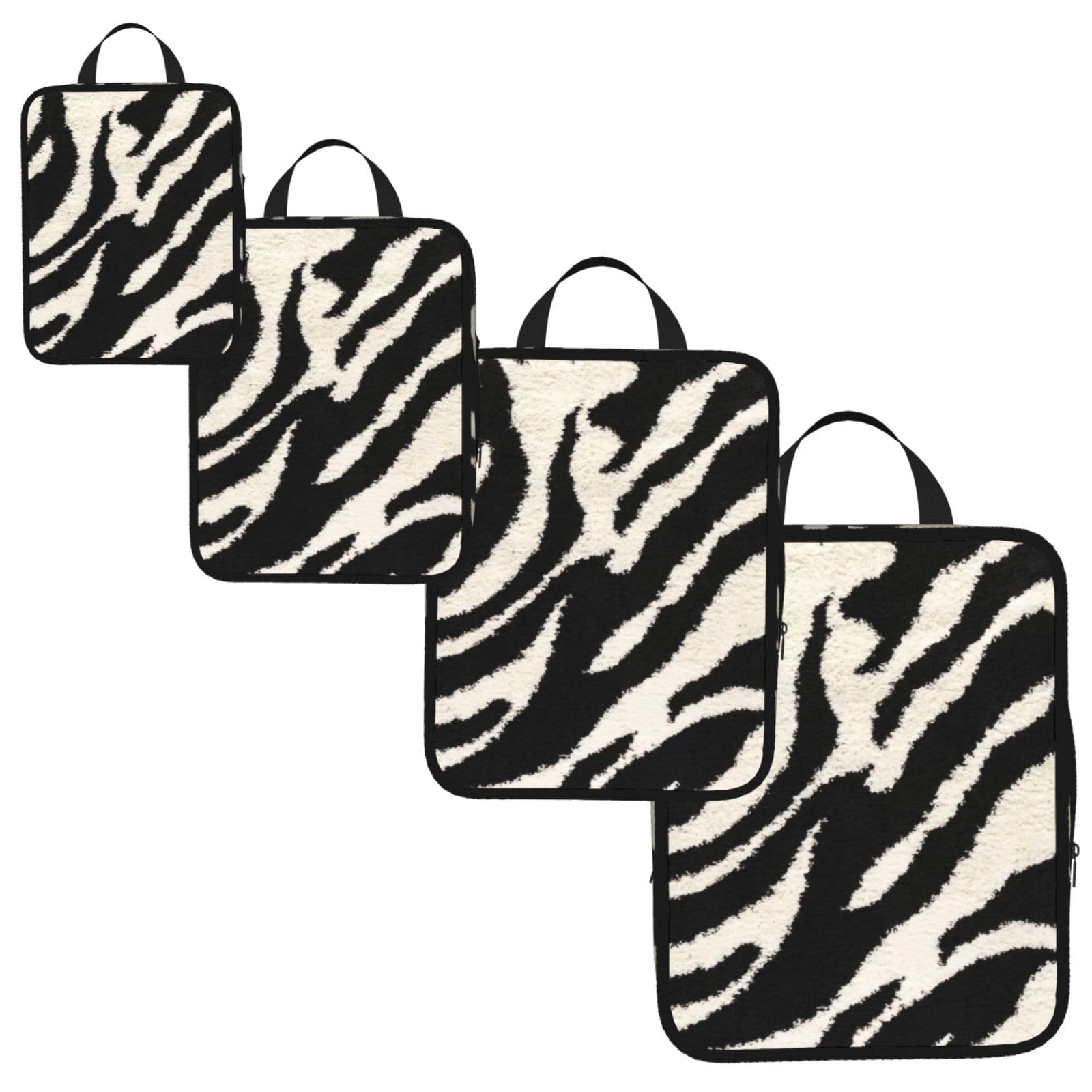 Zebra Animal Print 4 Set Compression Packing Cubes for Suitcases,Expandable Storage Bags Organizers