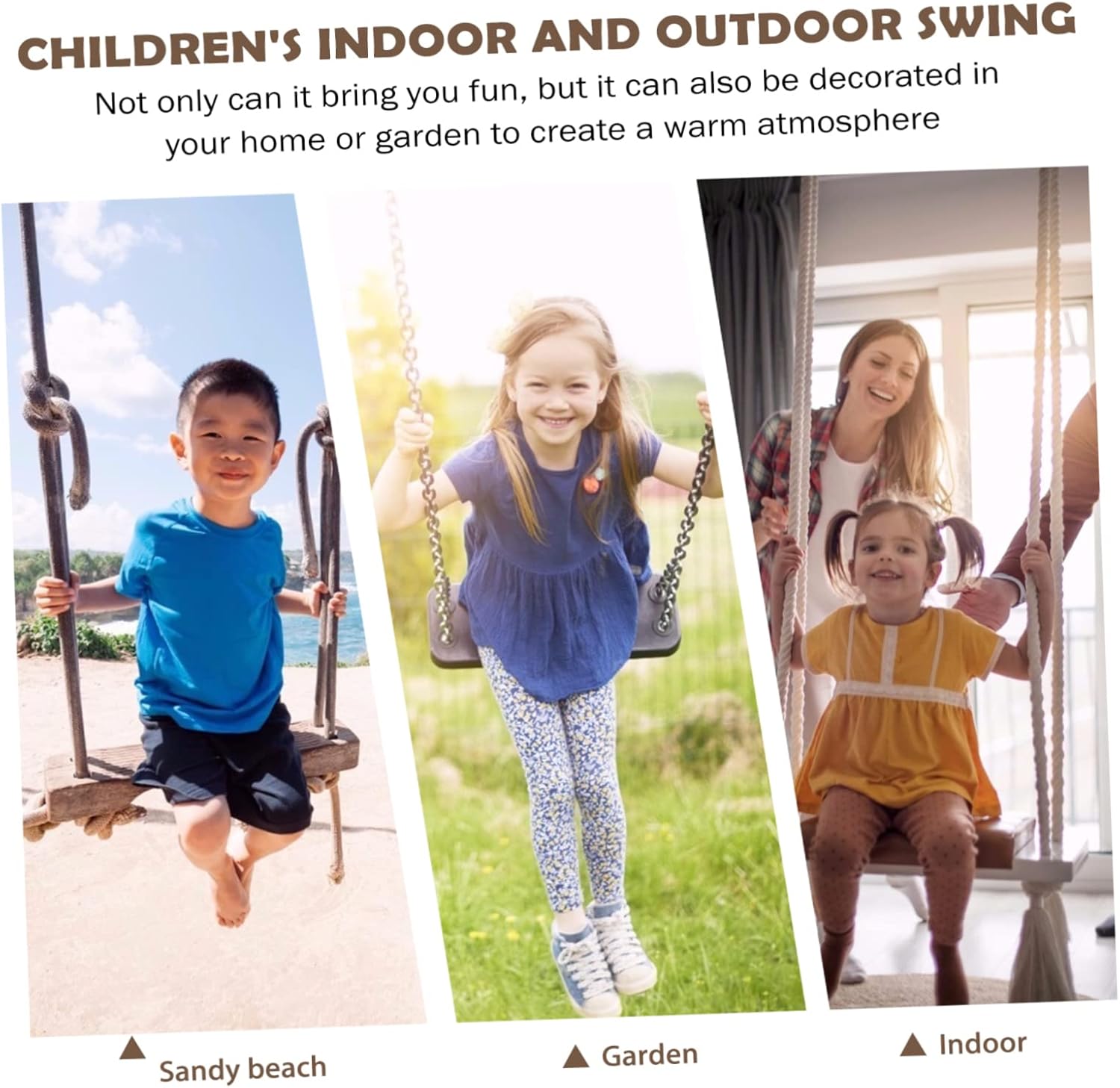 KICHOUSE Simple Hanging Chair for Adults Boys and Girls Sturdy Wooden Swing Easy Install Hanging Seat