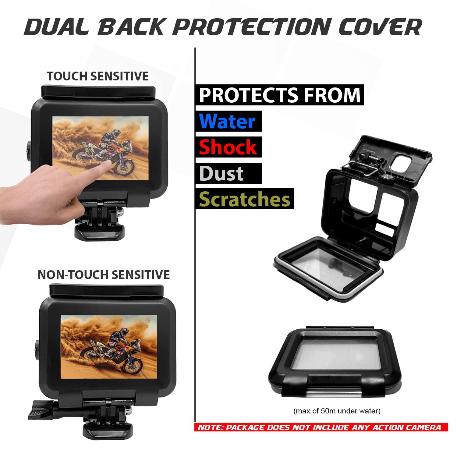 amiciCare Waterproof Case Compatible for GoPro Hero 10 Hero 9, 50M Water Protective Cover for Action Camera with 2 Back Cover 1