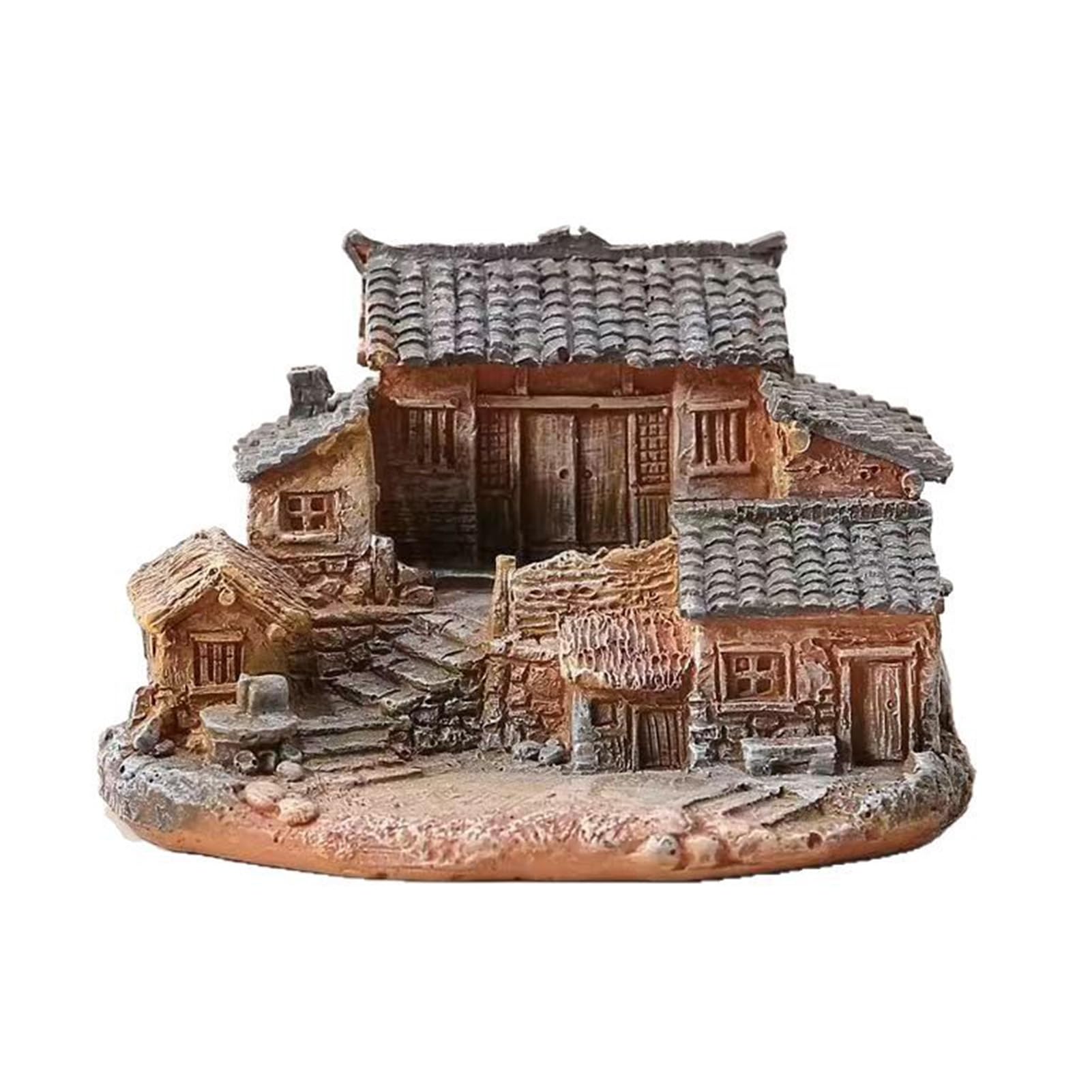 Glifora Old Rural House Miniature - Nostalgic Mini Countryside House Resin Ornament, Rustic Tiny House Decoration for Desktop, Micro-Landscapes and Bonsai Plant Pot