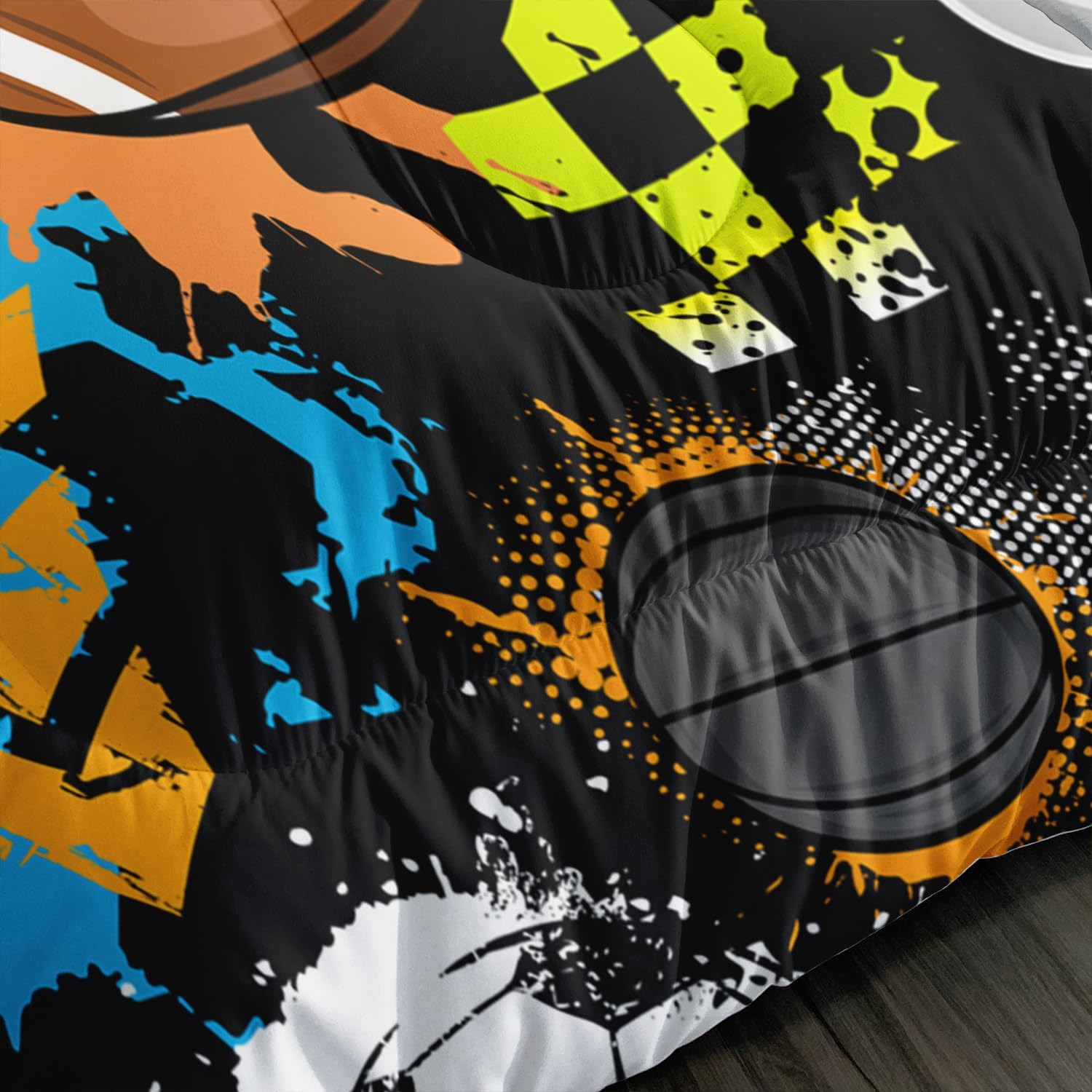 AILONEN 3 Piece Kids Balls Comforter Set Twin Size,Printing Football Soccer Basketball Baseball Tennis Sports Bedding Set for Kids Boys Girls,1 Comforter and 2 Pillowcases