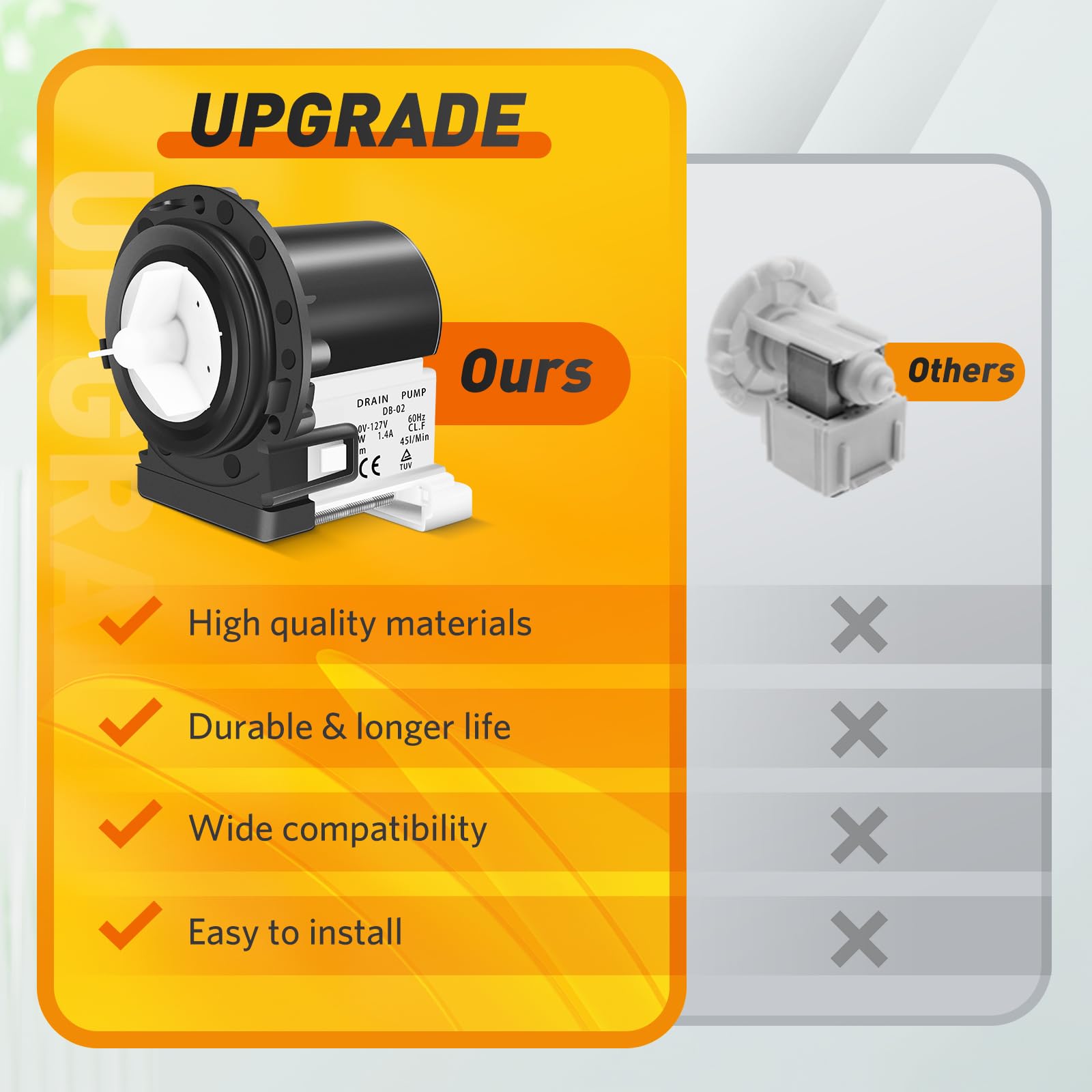 4681EA2001T Upgraded Washer Drain Pump Motor Compatible with Kenmore LG Washer Washing Machine Replace Part Number AP5328388 2003273 4681EA1007D 4681EA1007G 4681EA2001N