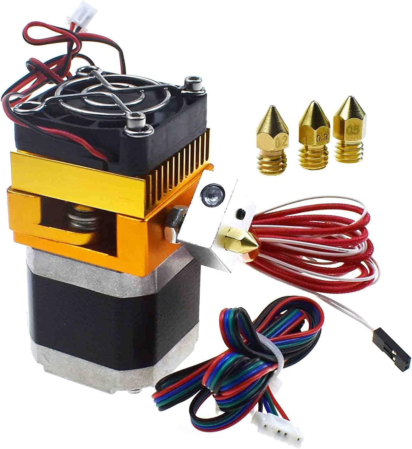 All Metal MK8 Extruder, 3D Printer Extruders Hotend Kit with 0.2/0.3/0.4/0.5mm Nozzle Print Head for 3D Printer 1.75mm Filament Supported (MK8 Extruder KIT)