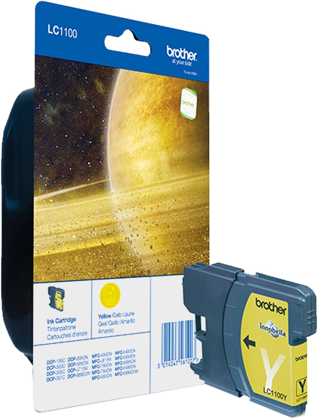 Brother LC-1100Y Inkjet Cartridge, Yellow, Single Pack, Standard Yield, Includes 1 x Inkjet Cartridge, Brother Genuine Supplies