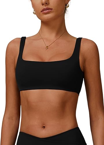 ABOCIW Womens Square Neck Sports Bra Padded Backless U Back Workout Yoga Gym Ath