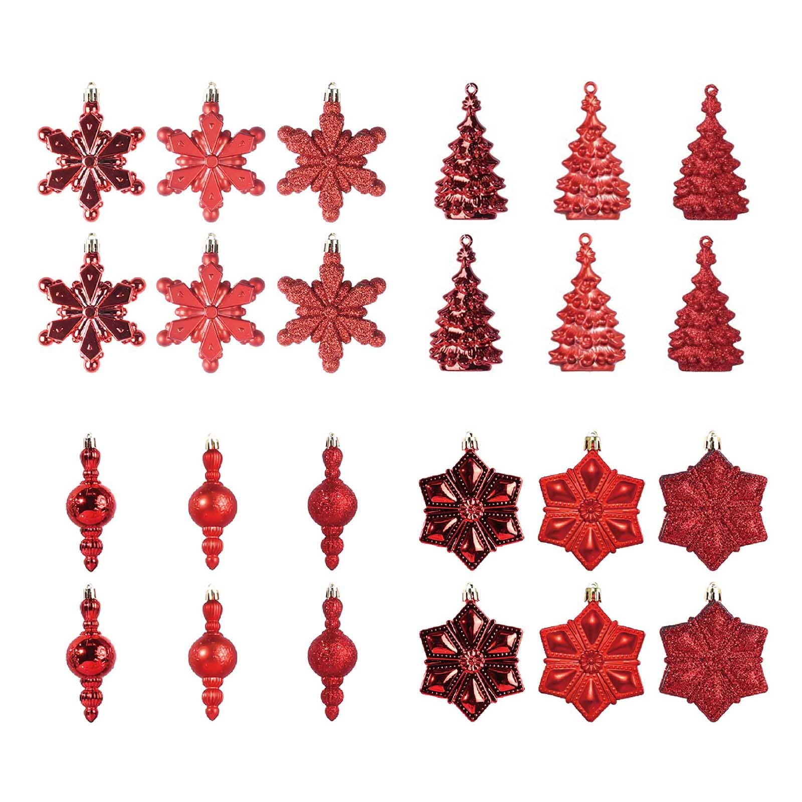Xinsheinelry 24Pcs Tree Star Snowflake Decorated Pendant Decorations Party Decor Supplies Christmas Hanging Ornaments Ornaments Decor Pendant Ornament Decoration