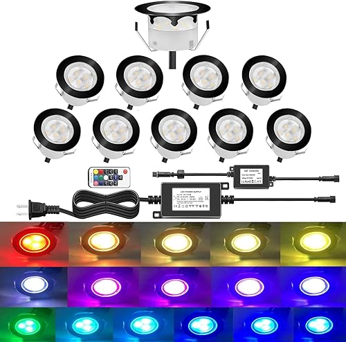 Luces de cubierta para exteriores, impermeables, multicolor, de acero inoxidable RGB, luces decorativas para exteriores, para patio, jardín, madera,