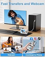 Vista 8 de 5K Digital Camera, 80MP Dual Screen Autofocus Vlogging Camera, 18X Zoom Point and Shoot Camera for Photography, Flash, 32GB Card, 2