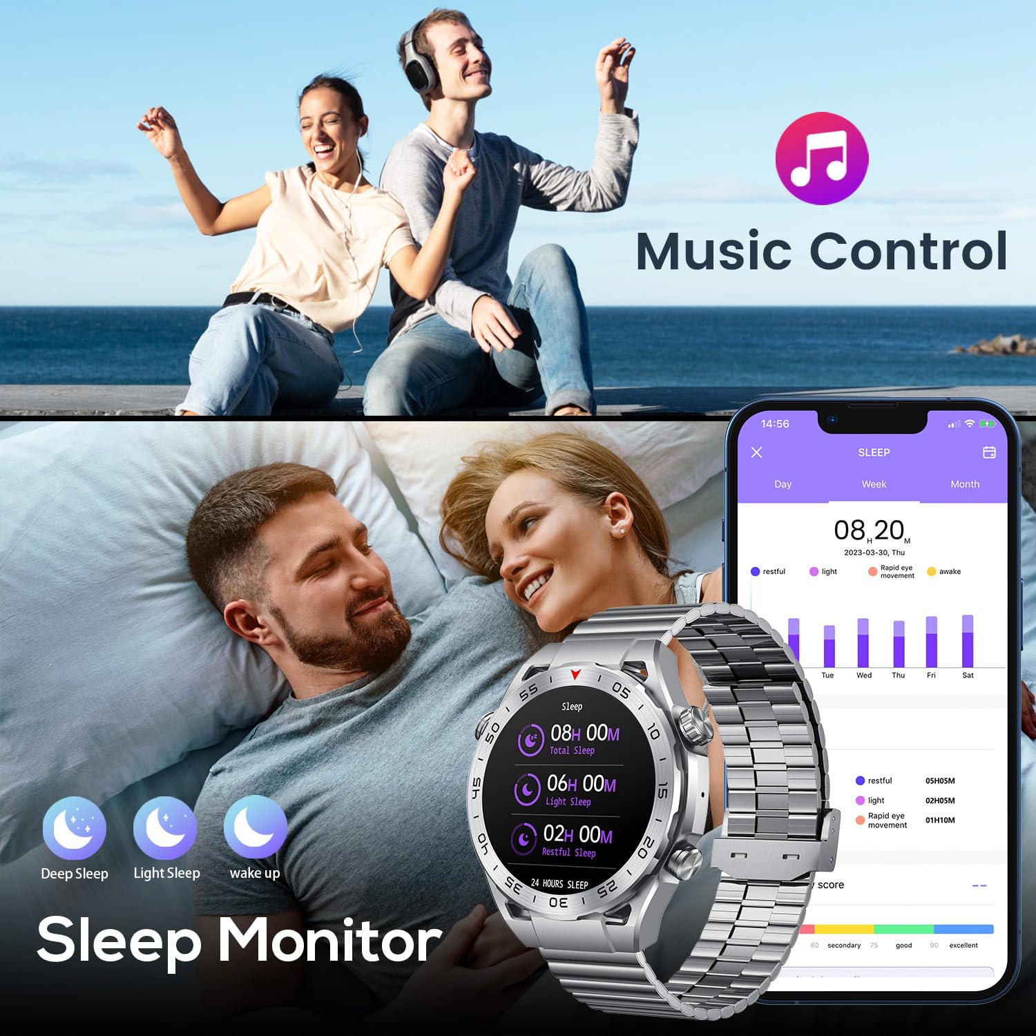 Smartwatch Uomo con Effettuao Risposta Chiamate: 1.43" HD Orologio Digitale Bluetooth con 120+ Modalità Sport Fitness Tracker con Whatsapp SpO2 Sonno IP67 Impermeabile Smart Watch per Android iOS