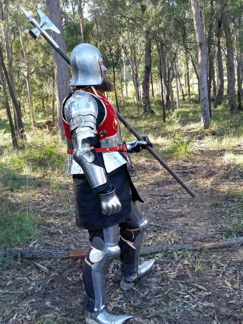 NauticalMart Medieval Tournament Suit of Armor Cuirass/Leg & Helmet Steel Wearable Body Armor Halloween Costume