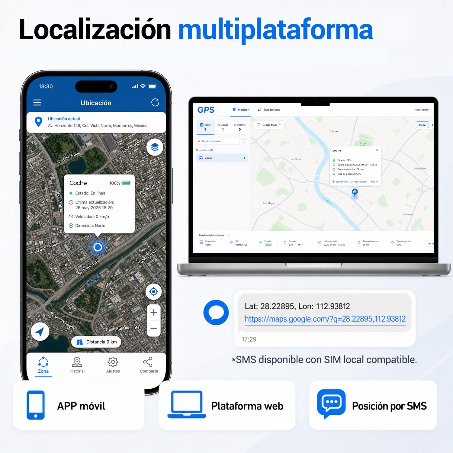 localizador GPS para Coche TK905,rastreador GPS con Potente Dispositivo magnético Aplicación Gratuita para automóvil/Motocicleta/Barco 90 días de Tiempo en Espera