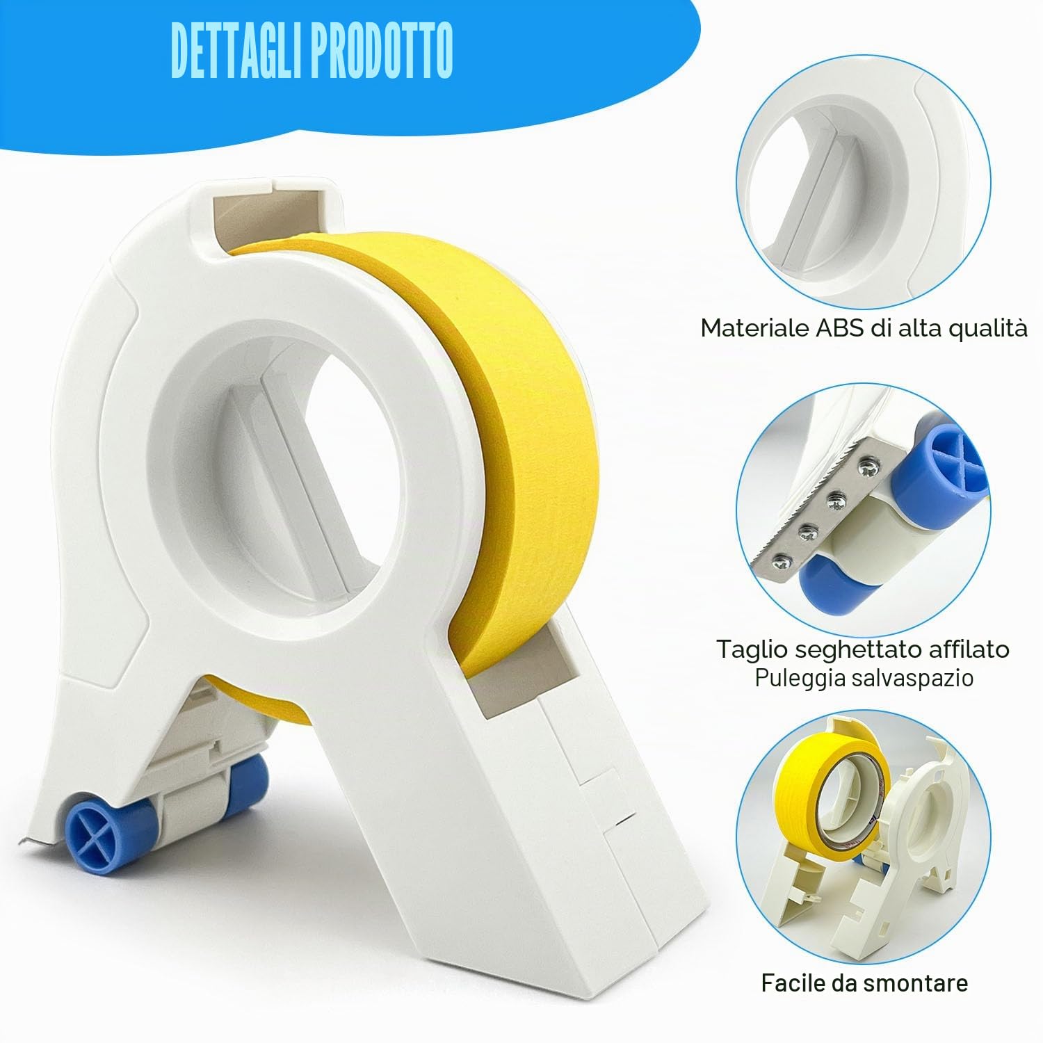 Applicatore per Nastro Imbianchino,Masking Master Applicatore Nastro,con 3 rotoli per mascherare,per Pavimenti, Finestre e Telai Delle Porte