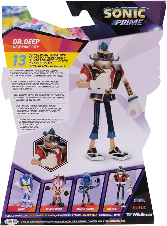 Sonic Prime 5-inch Dr. Deep - New Yoke City Action Figure 13 points of Articulations. Ages 3+ (Officially licensed by Sega and Netflix)