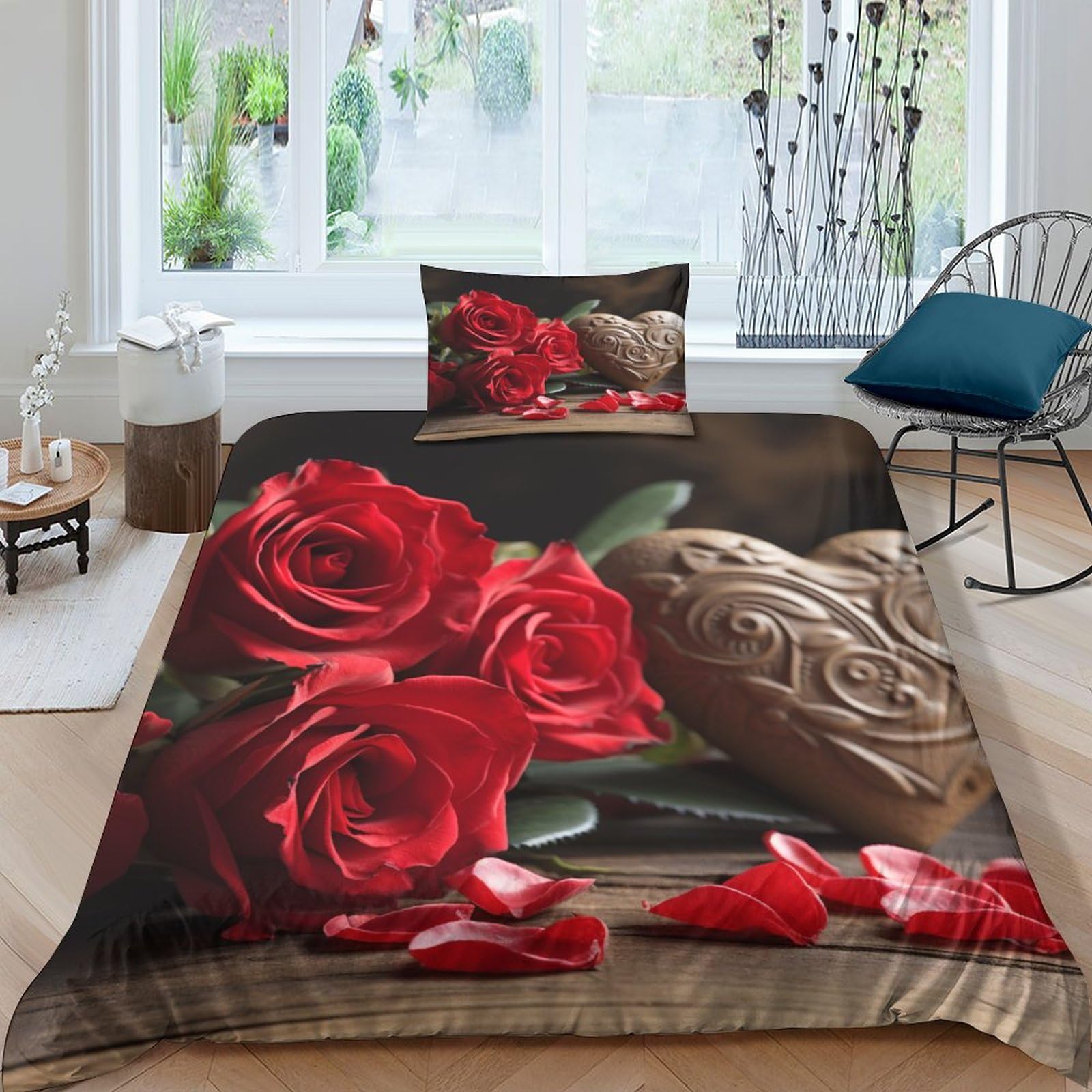 Housse de couette fleur de lit IOFEER en microfibre 135x200cm anti-plis pour un entretien sans repassage