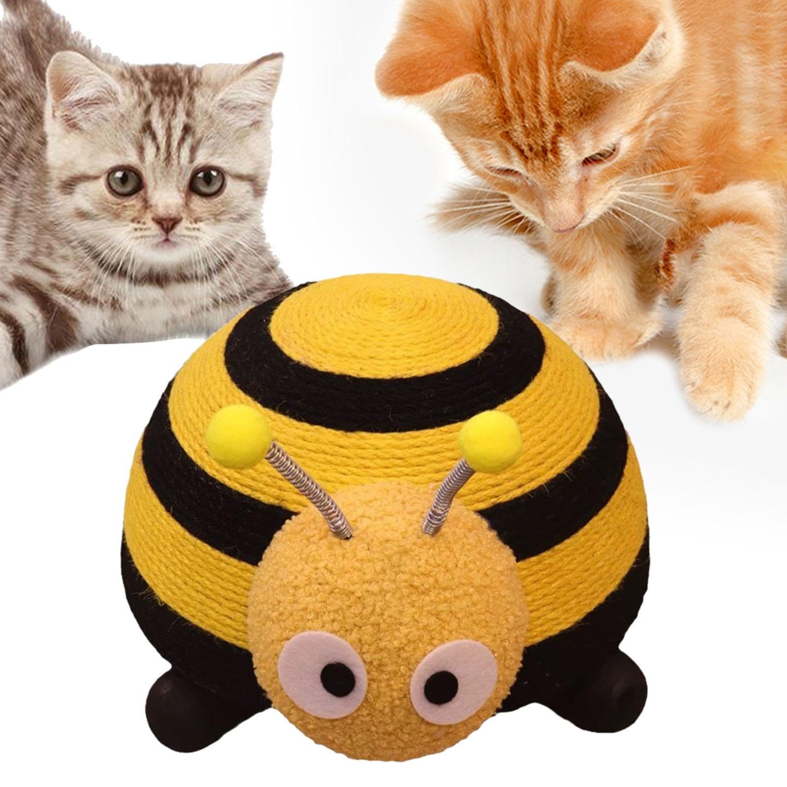 Bothyi Cat Scratcher Ball Scratching Pad Furniture Protection Lightweight for Indoor Cats Kitty Scratcher Post for Cat Kitten Kitty, bee