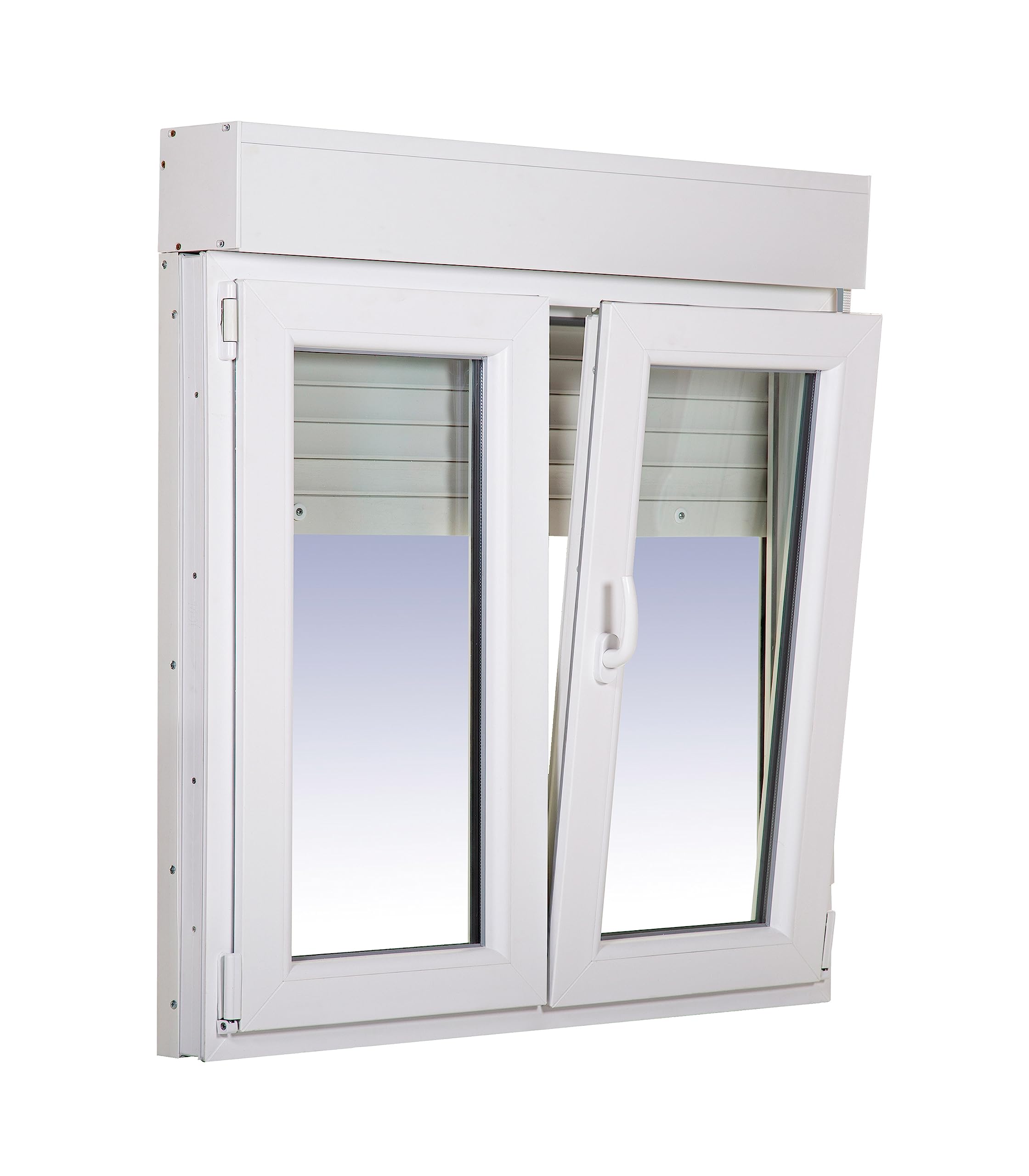 Ventanastock PVC 1200x1355 Practicable Oscilobatiente 2 hojas con Persiana de PVC