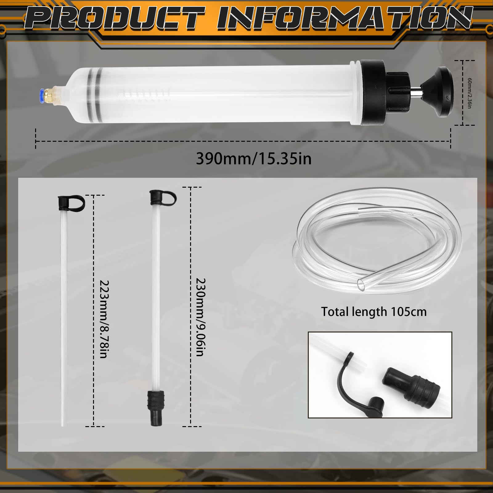 Erzekrim Jeringa de Succión de Aceite 500 ml Bomba Extractora de Aceite Bomba Extractora con Manguera y Extensiones para Líquido de Frenos, Refrigerante y Aceite para Engranajes (500 ml)