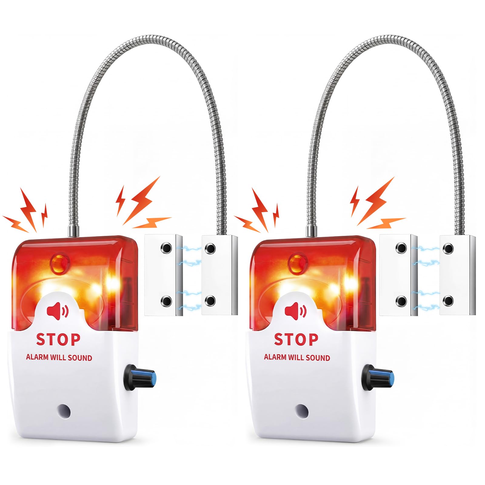 Konohan 2 Pcs Exit Stopper Door Alarm with 110db Siren Emergency Door Alarms When Opened, Easy Installation Battery Powered Magnetic Sensor for Unauthorized Entry Prevent Commercial Warehouse Retail