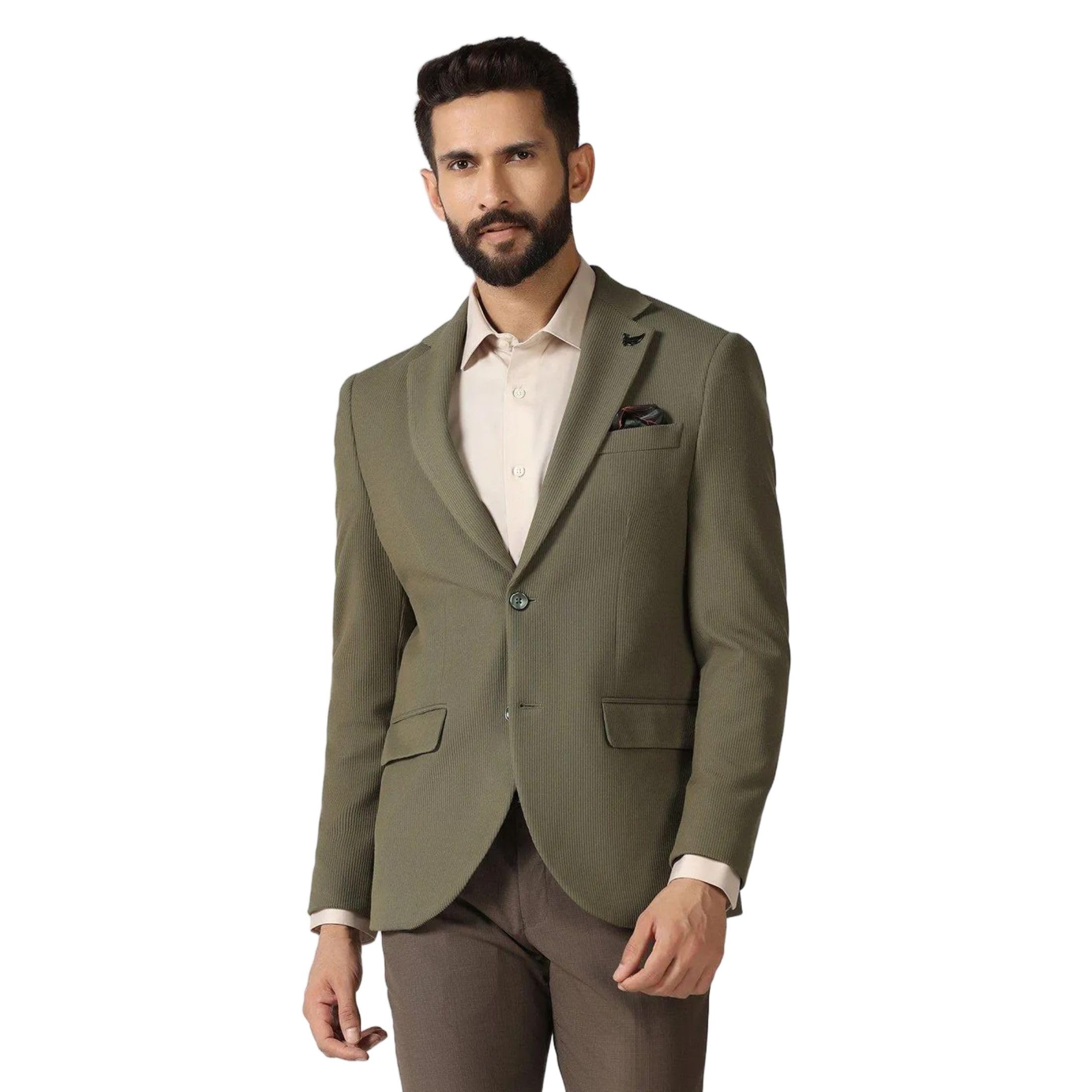 Men Poly-Blend Textured Slim Fit Blazer-image-7