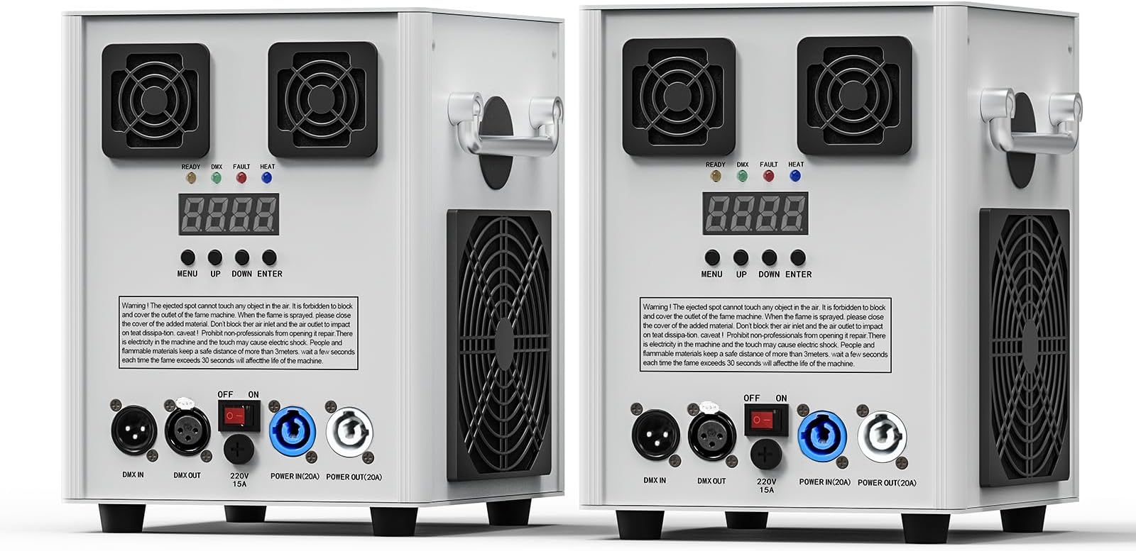 Pyrotechnic Machine, 2PC White 530W DMX Machines, Remote Control, for Parties Halloween Christmas Weddings Sporting Events