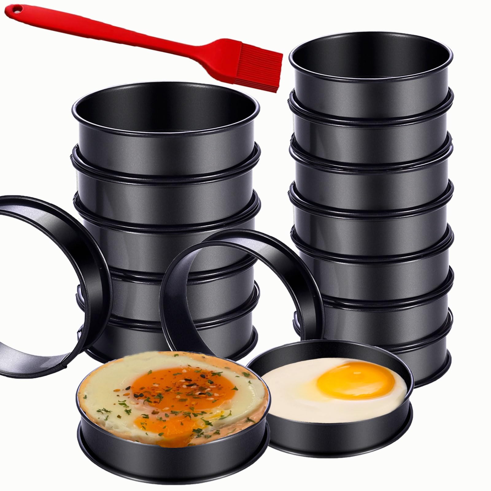 Photo 1 of 16Packs English Muffin Rings Crumpet Rings NONSTICK -Stainless Steel Double Rolled Tart Rings 3.15 Inch & 4 Inch Round Metal Baking Cooking Pastry Ring Molds for cookies, pancakes, crumpets
