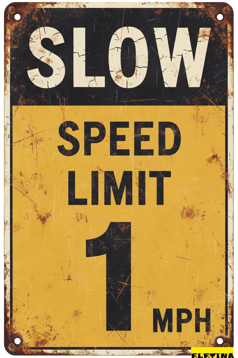 Speed Limit 1 MPH Traffic Tin Sign, 8x12 Inch