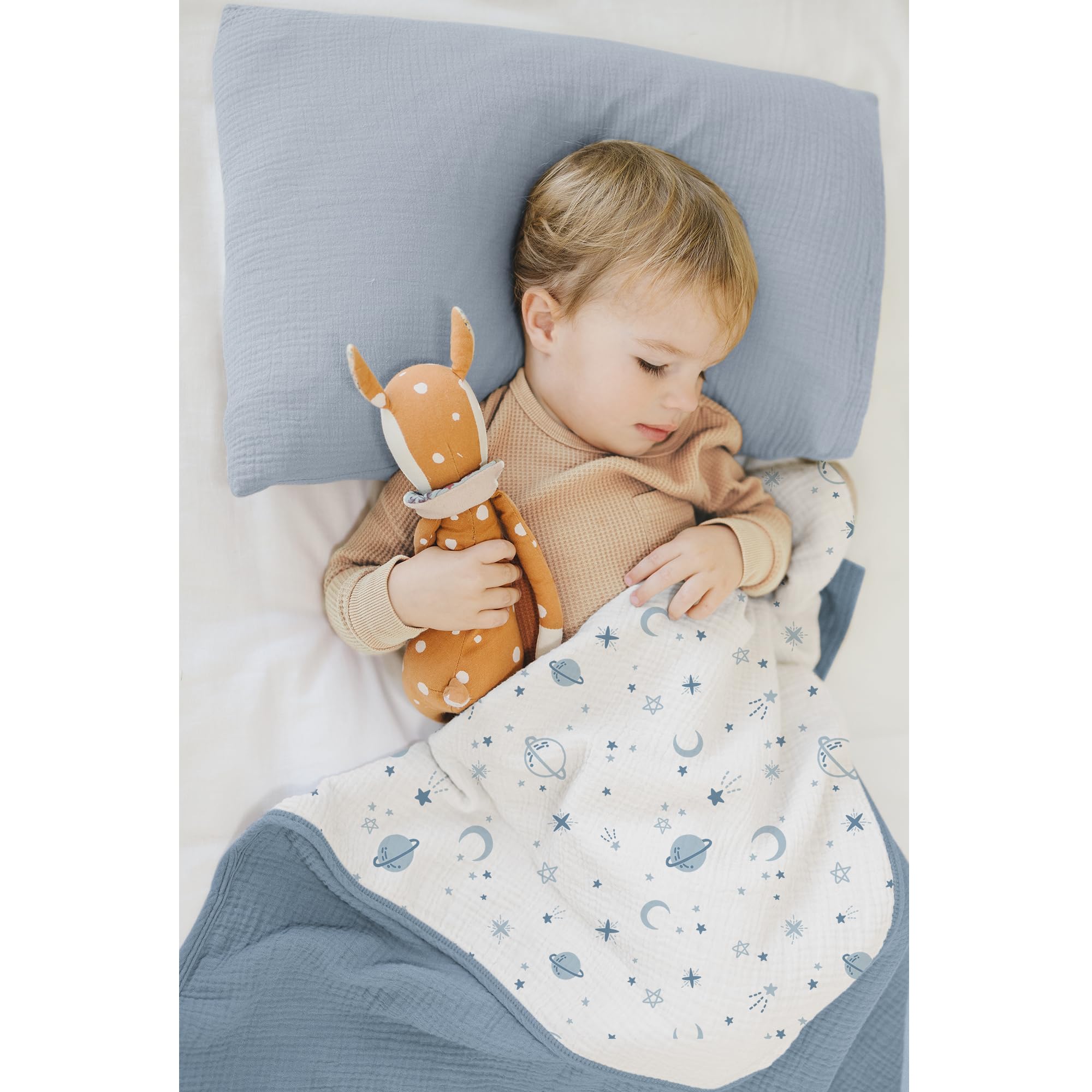Konssy Mantas de muselina para niñas y niños, manta de cuna 100% algodón para bebé, súper suave y ligera, 40 x 36 pulgadas (estrella)