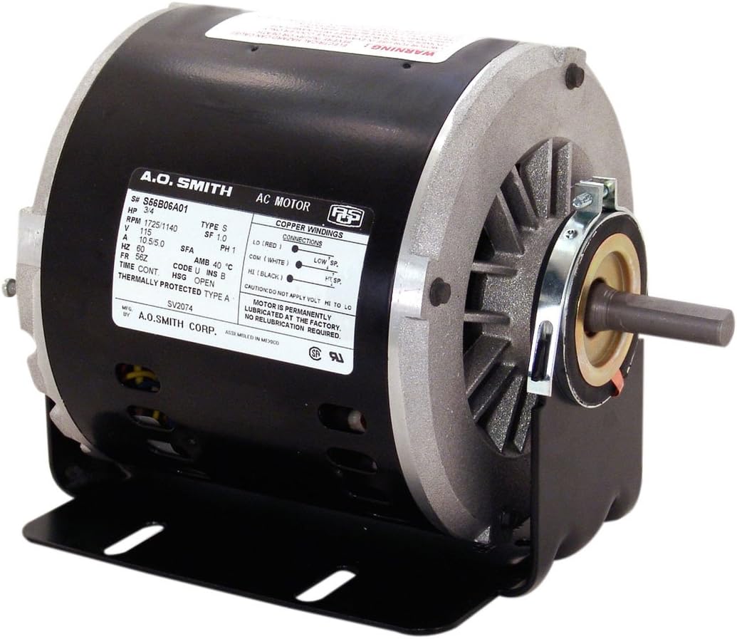 A.O. Smith VB2034 1/3 HP HP, 1725 RPM RPM, 1 Speeds, 56Z Frame, CCWLE Rotation, 1/2-Inch x 1-5/8-Inch Flat Shaft Evaporative Cooler Motor