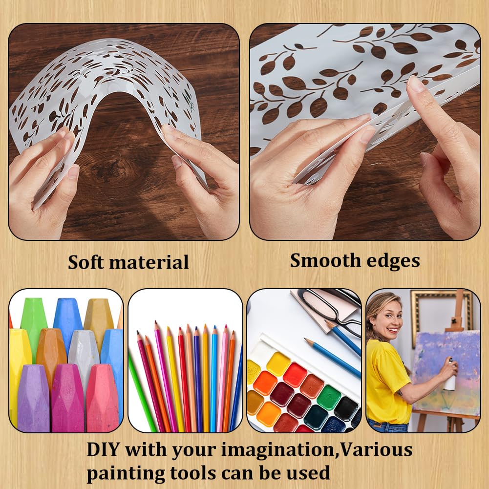Set 16 Stencil Per Pittura A Tema Paesaggio | Riusabili In PET 15x15 Cm | Modelli Fai Da Te Per Legno, Tela E Pareti - 3