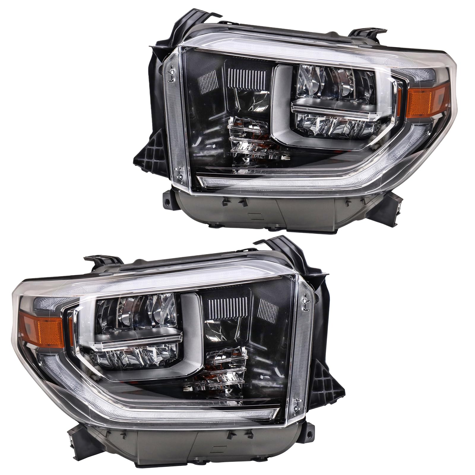 TRQ Headlight Assembly Set Headlights Driver & Passenger Side Compatible with 2018 Toyota Tundra TO2502263 TO2503263