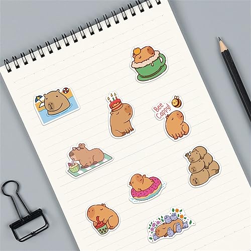 Miniatura 4 de Capybara - Calcomanías para niños y adolescentes 50 unidades bonitas calcomanías de animales Catoon calcomanías impermeables de vinilo para laptop