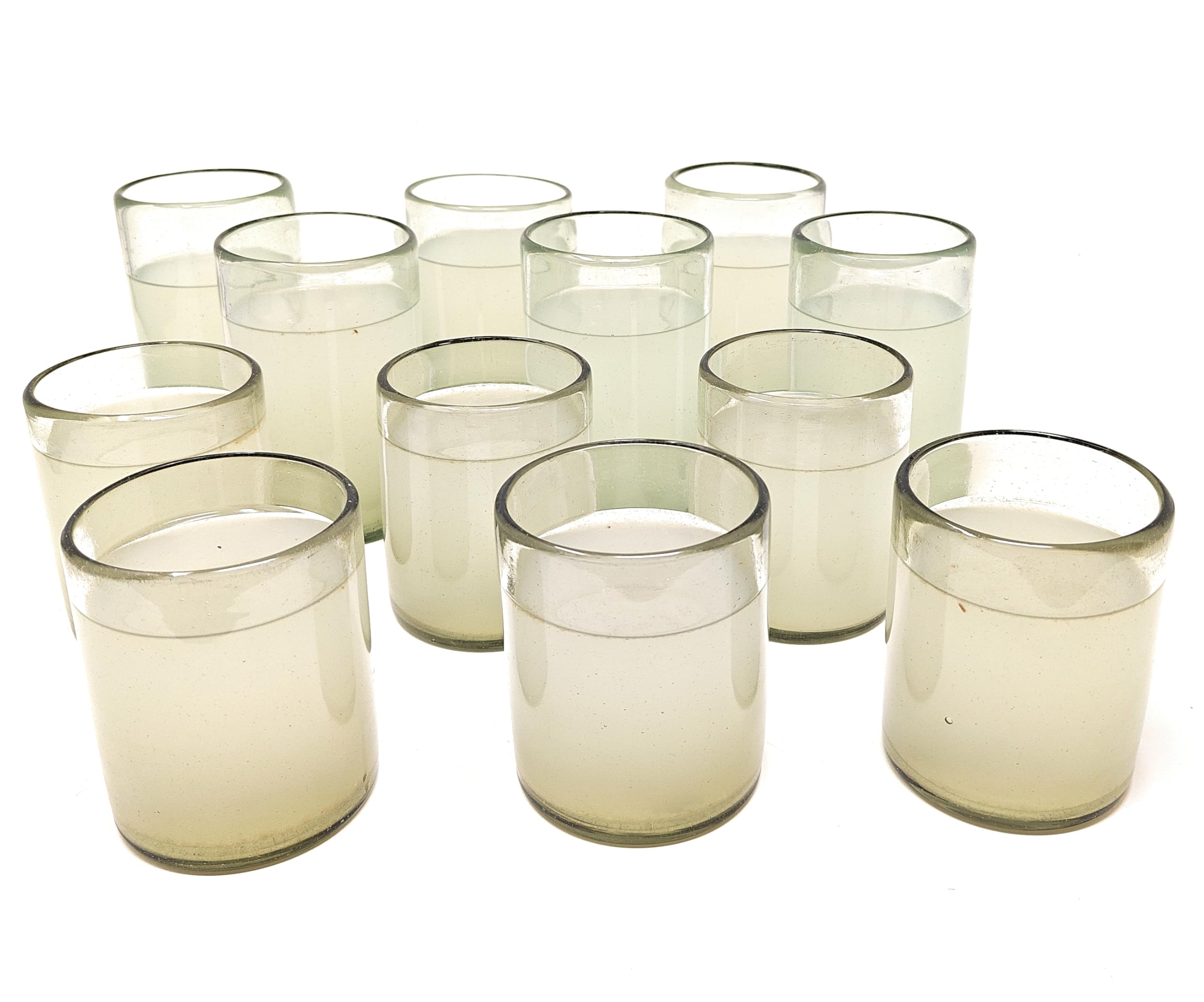 Dos Sue os Mexican Hand Blown Glass Drinkware Set - 6 Drinking Glasses 14oz and 6 Tumbler Glasses
