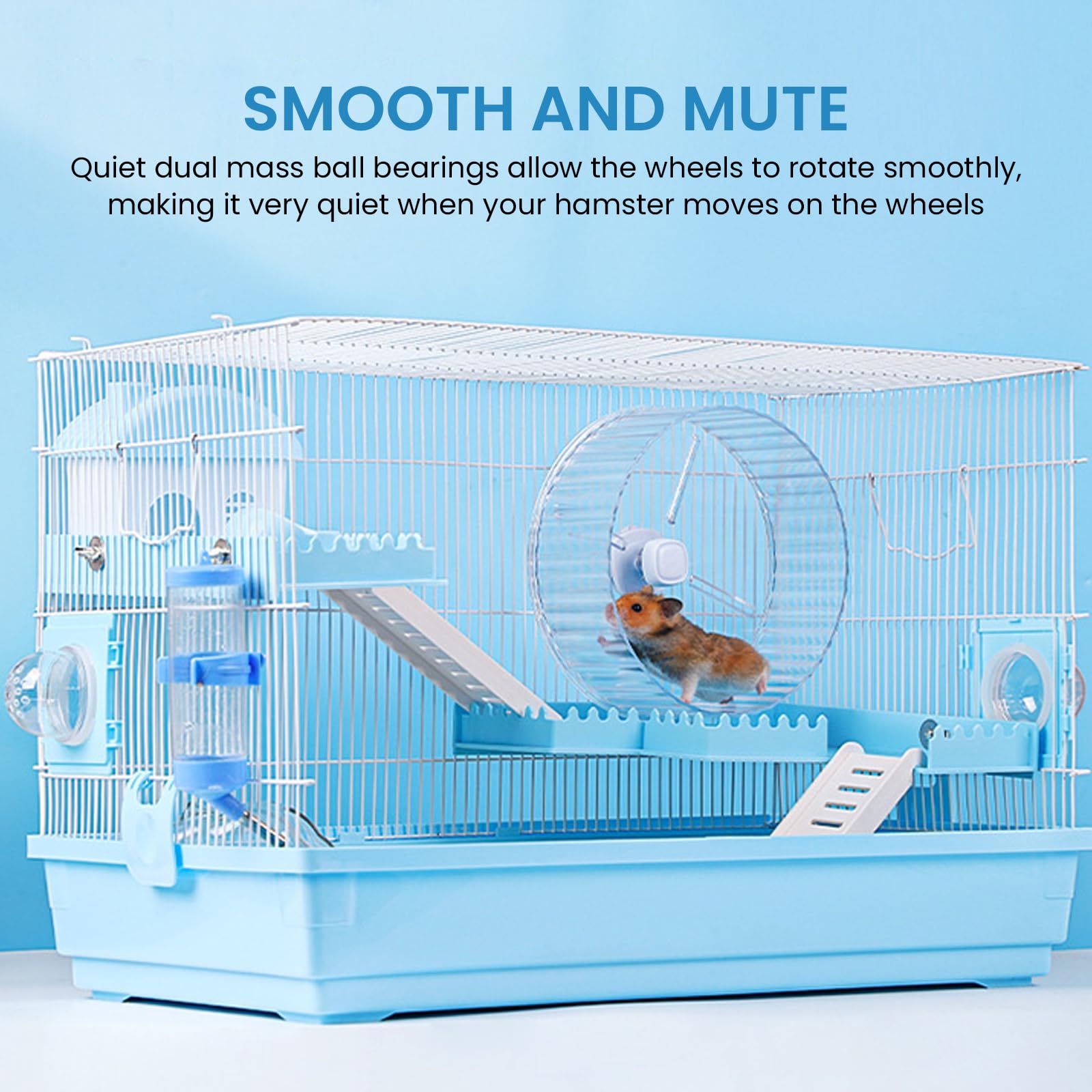 BORDEAG Ruota Silenziosa per Criceti, 21 cm, Silenziosa, per Criceti, Gerbil, Topi, Piccoli Animali Domestici (Trasparente)