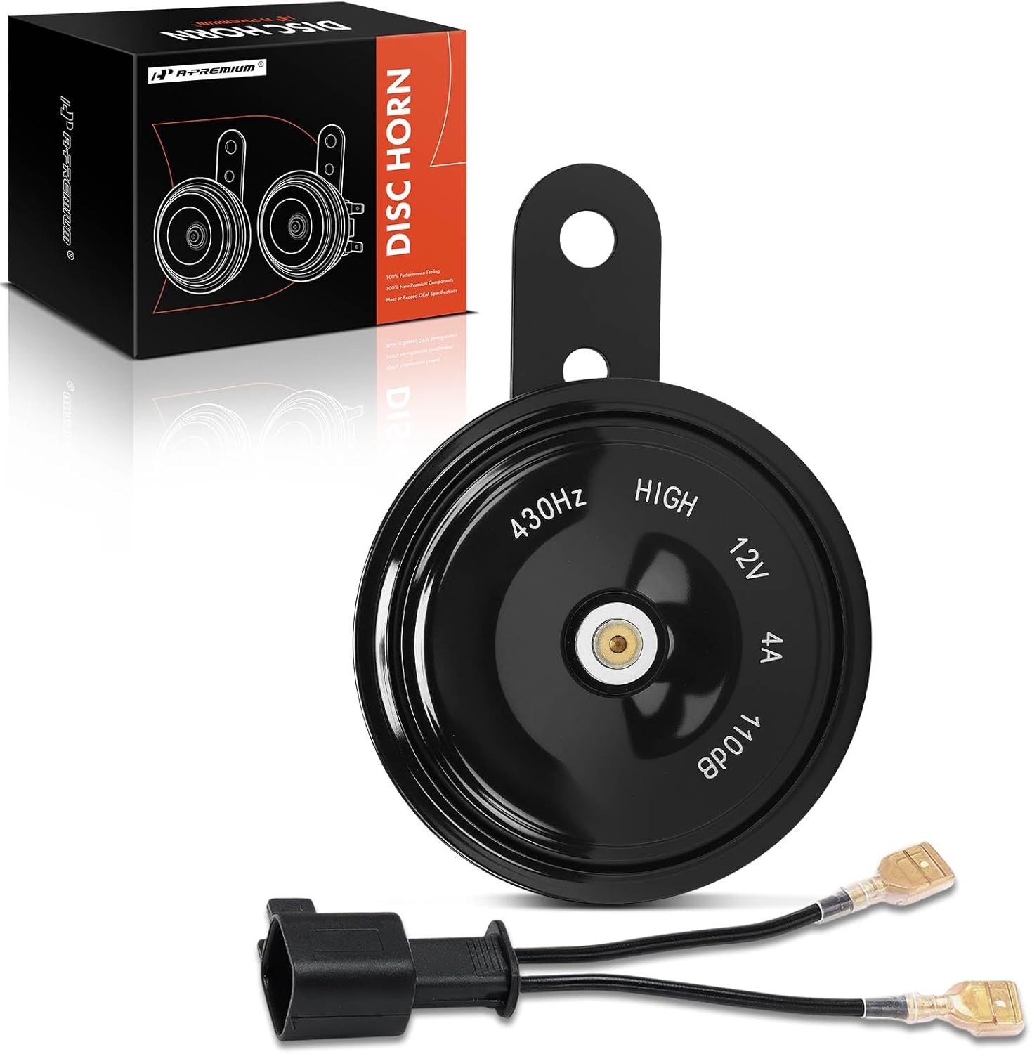 A-Premium Electric Disc Horn Compatible with Ford Focus 2012-2018, Edge 2008-2014, Mustang 1994-2025, Fiesta 2008-2017, Mondeo 2001-2007 & Chevrolet Camaro 2010-2024, Spark 2011-2015