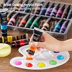 Shuttle Art Ensemble de peintures acryliques, 30 Couleurs Peinture acrylique dans les tubes (36ml) avec 3 Brosses, Artist Grade Paint, Rich Pigments, Non-Toxic pour les artistes, les débutants et les enfants sur Rocks Artisanat Toile tissu en bois