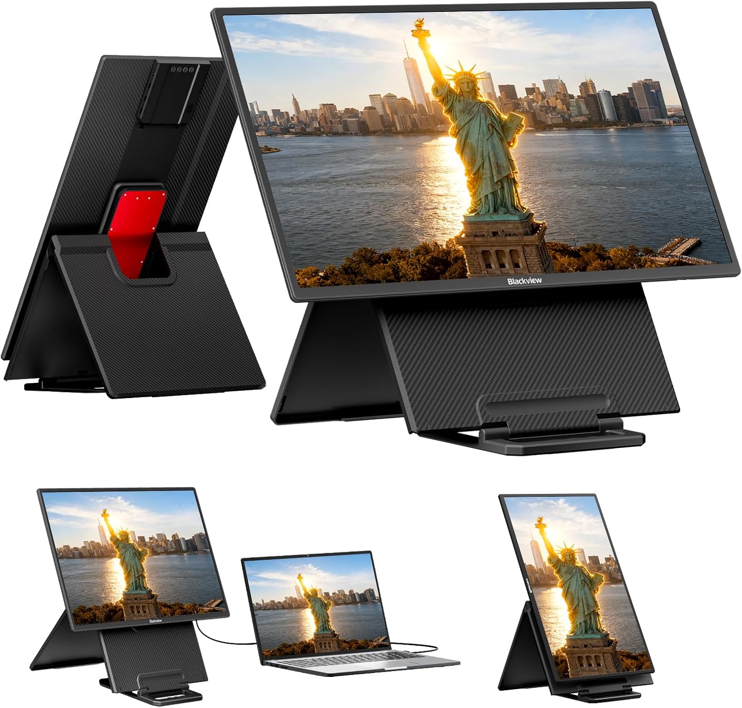 Blackview 24" Portable Monitor 100Hz for Work Home Office Game, 1080P FHD IPS Laptop Screen Extender with Rotating Stand & VESA, USB-C HDMI Plug-Play for Mac/Windows/PS/Switch/Xbox