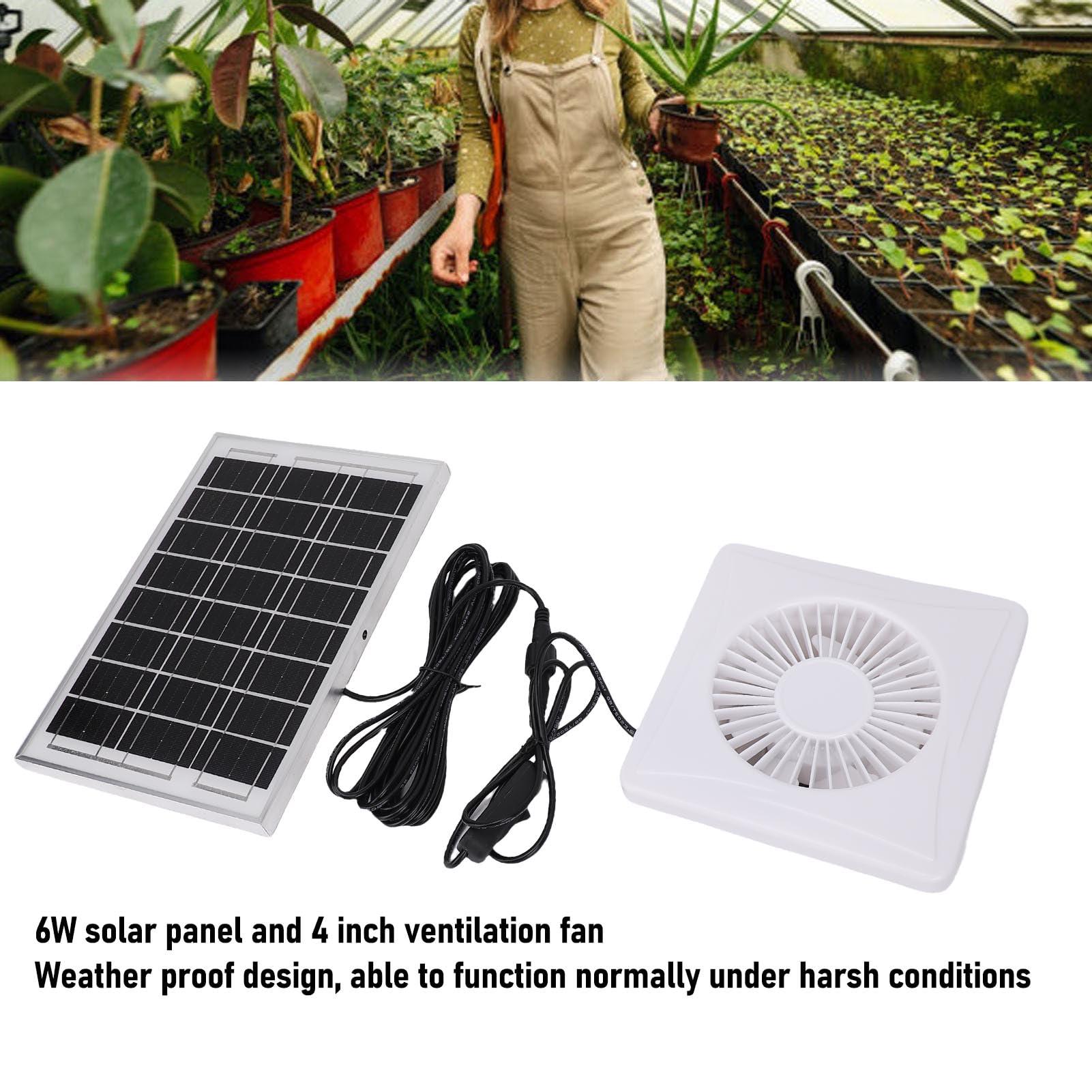 Alomejor Solar Powered Exhaust Fan with 6W Panel