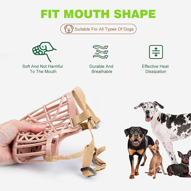 Foto 4 de 7 de PETCUTE Bozal para Perros,Transpirable y Cómodo,Bozal de Canasta para Perros con Ajustable Correa,Evitar…