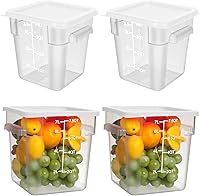 Vista 8 de Lallisa 4 recipientes transparentes de almacenamiento de alimentos de 8 cuartos y 4 cuartos de galón con tapas, asas y básculas, recipientes rojo