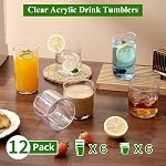 Kyraton Drinking Glasses Set of 12, PET Clear Plastic Highball Glasses 420ml & Whisky Cocktail Glasses Set 340ml, Heavy Duty Unbreakable Water Glasses Cup Tumbler Glassware for Beer, Juice, Milk