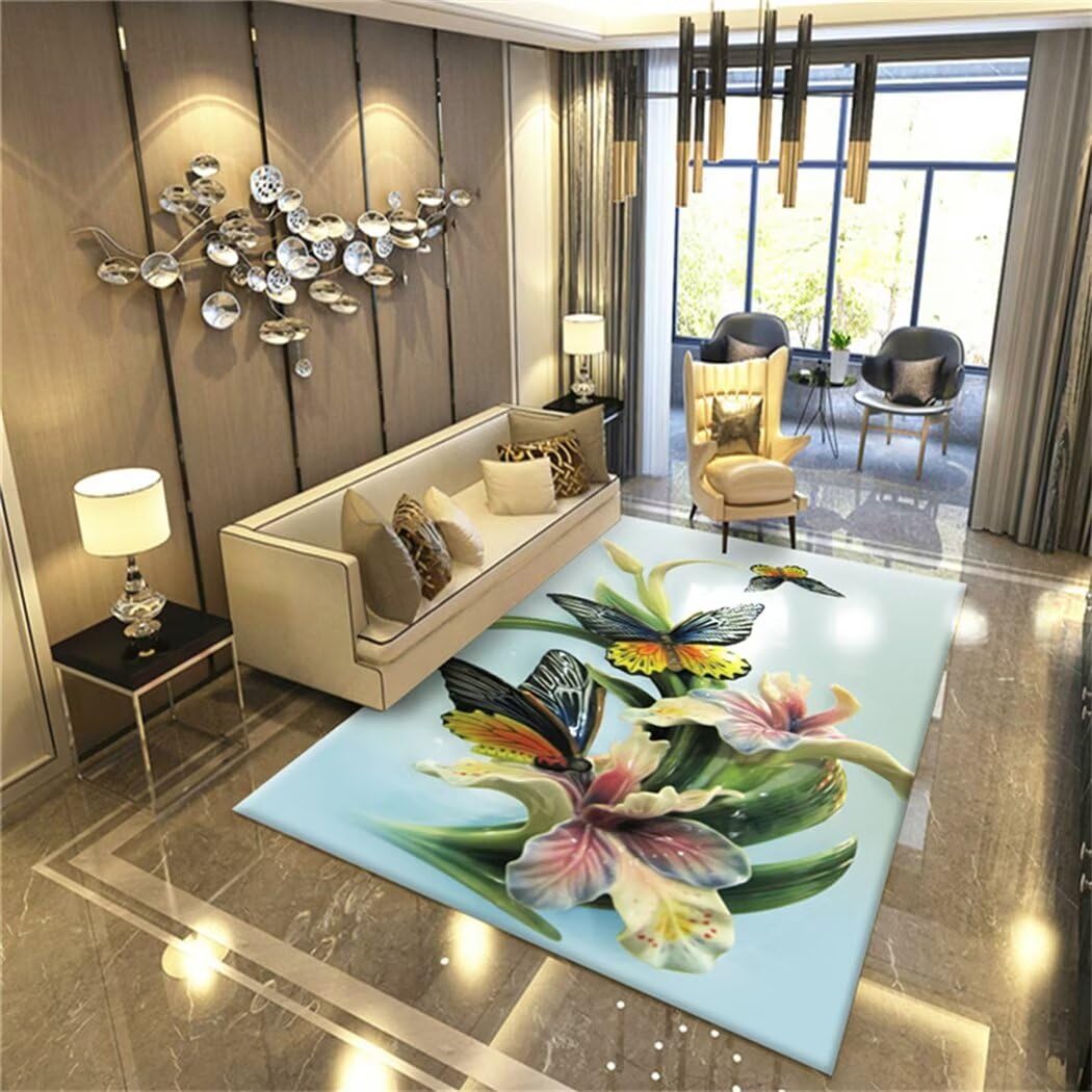 Tapis grande taille de salon 50x150cm tapis long couloir bleu doux