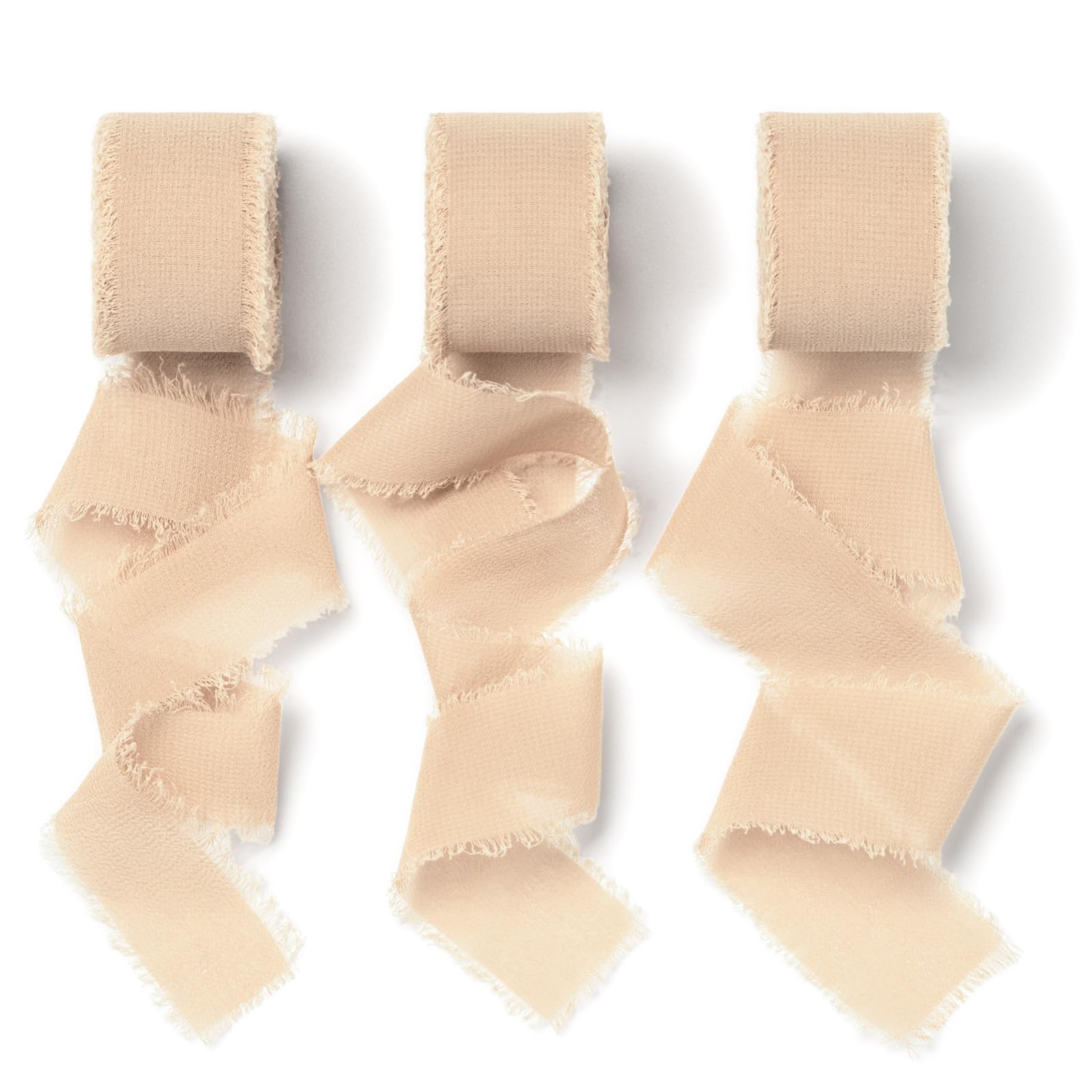 AOKSUNOVA Chiffonband, 2,5 cm x 18,9 m, Geschenkband, Chiffon-Schleifenband, breites Quasten-Hochzeitsband