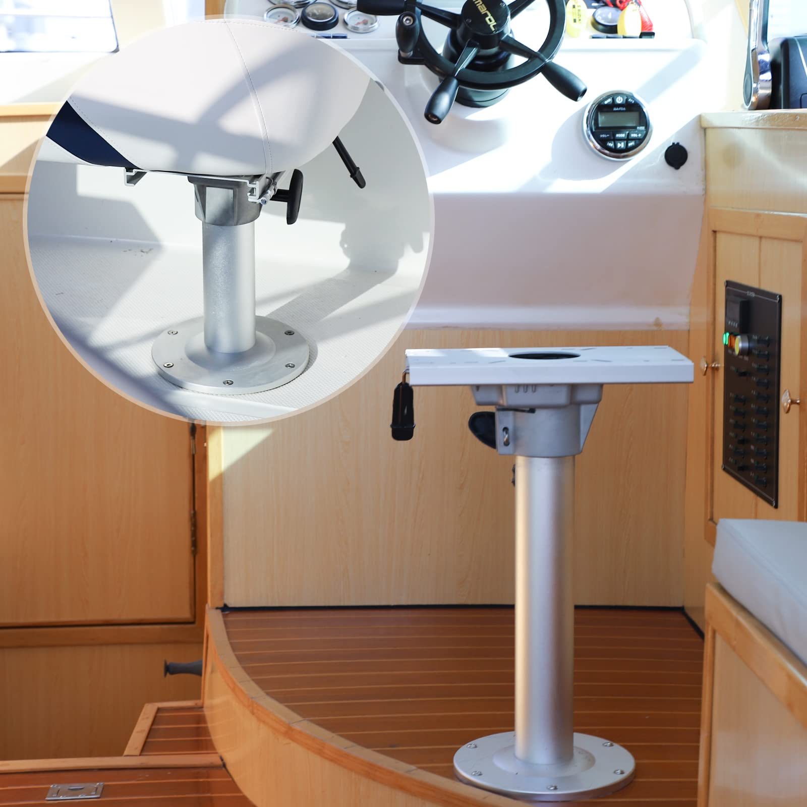 NESHULT Aluminum Adjustable Height Locking Boat Seat Pedestal with Slide