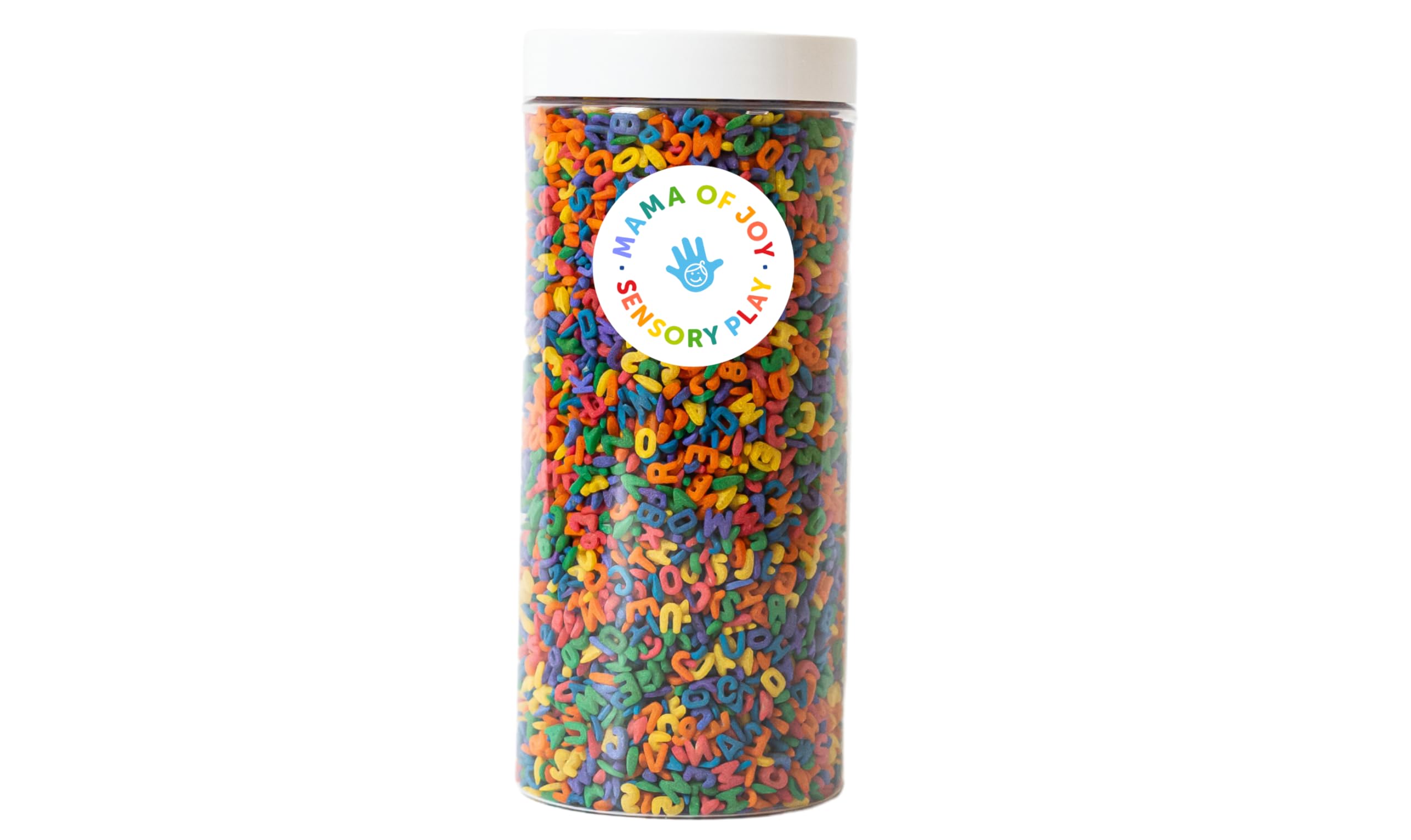 Mama of Joy Sensory Play Alphabet Pasta - Sensory Bin Items, Learn & Play with table accessories boost senses, Bin Filler packed in Container, Autism Learning Toys For Toddler (above 3),