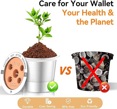 Miniatura 5 de CAPMESSO Tazas K reutilizables para Keurig filtro de café de acero inoxidable My K Cup actualizado 2025 cápsulas de café recargables para K SupremeK