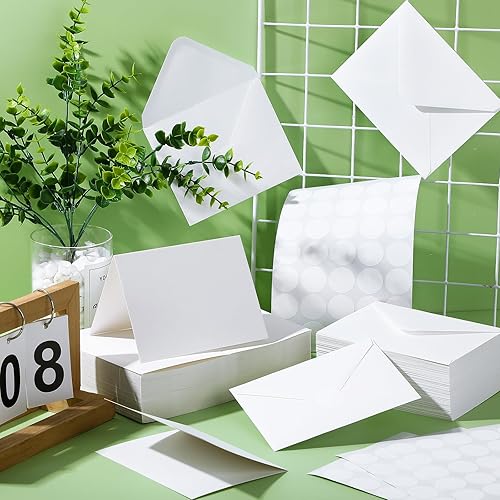 Miniatura 2 de Yeaqee Paquete de 200 tarjetas en blanco con sobres y calcomanías, tarjetas de notas de agradecimiento, sobres autoadhesivos, tarjetas de