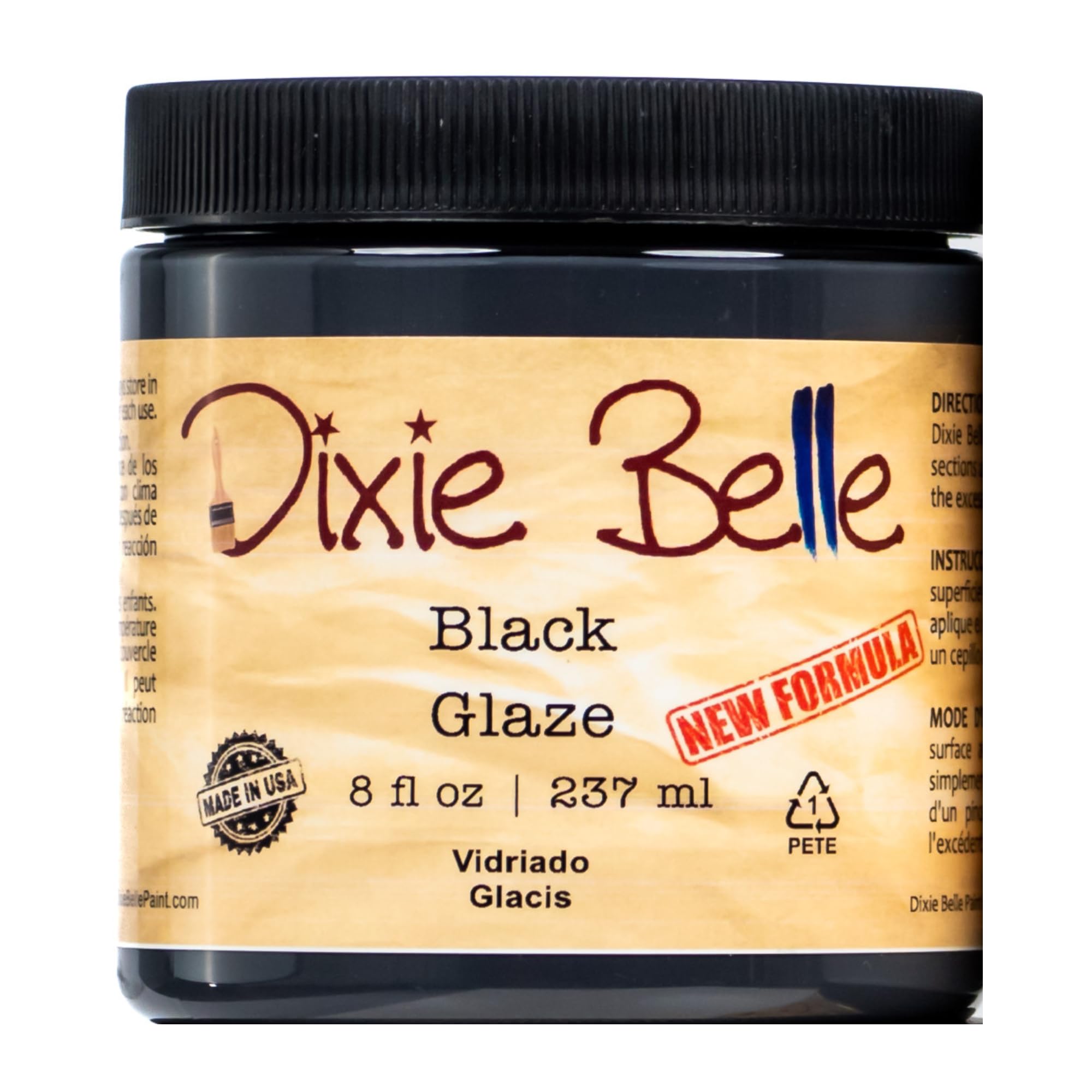 Dixie Belle Glaze | Black (8oz) | Water-Based Paint Glaze | Paint Finish for Stippling and Color Washing | DIY Home Décor Glaze