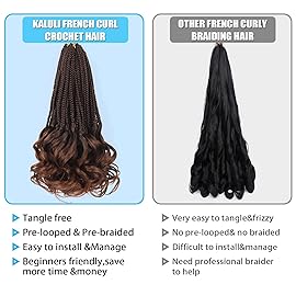 French Curl Crochet Hair 10 Inch French Curl Braiding Hair Crochet Braids with Curly Ends Short Ombre Goddess Box Braids Crochet Hair for Women French Curly Crochet Hair Extensions(7 Packs,T30)