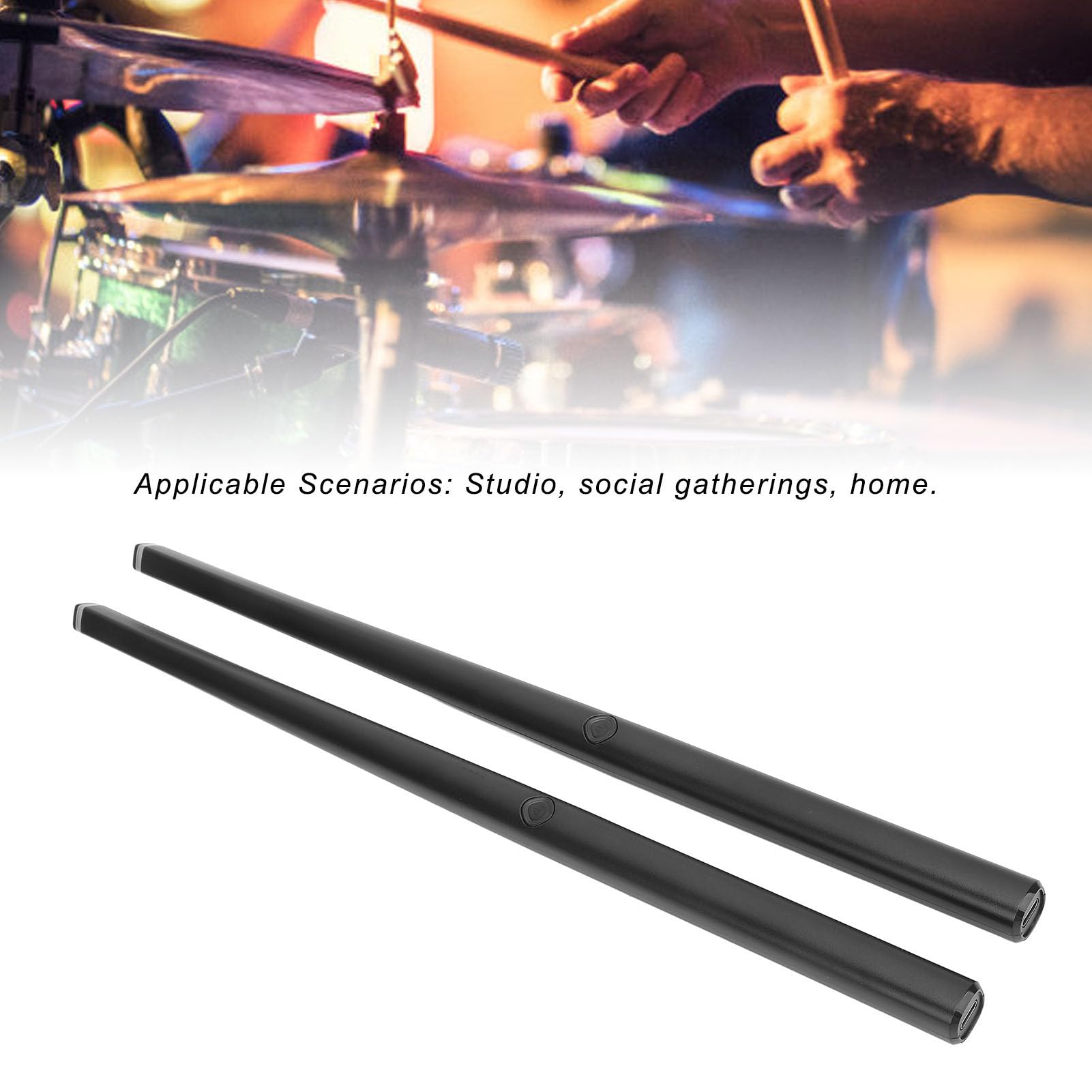 Juego de batería electrónica virtual, baquetas de aire, pedales, instrumento musical portátil con detección de vibración Bluetooth para principiantes, práctica en el hogar