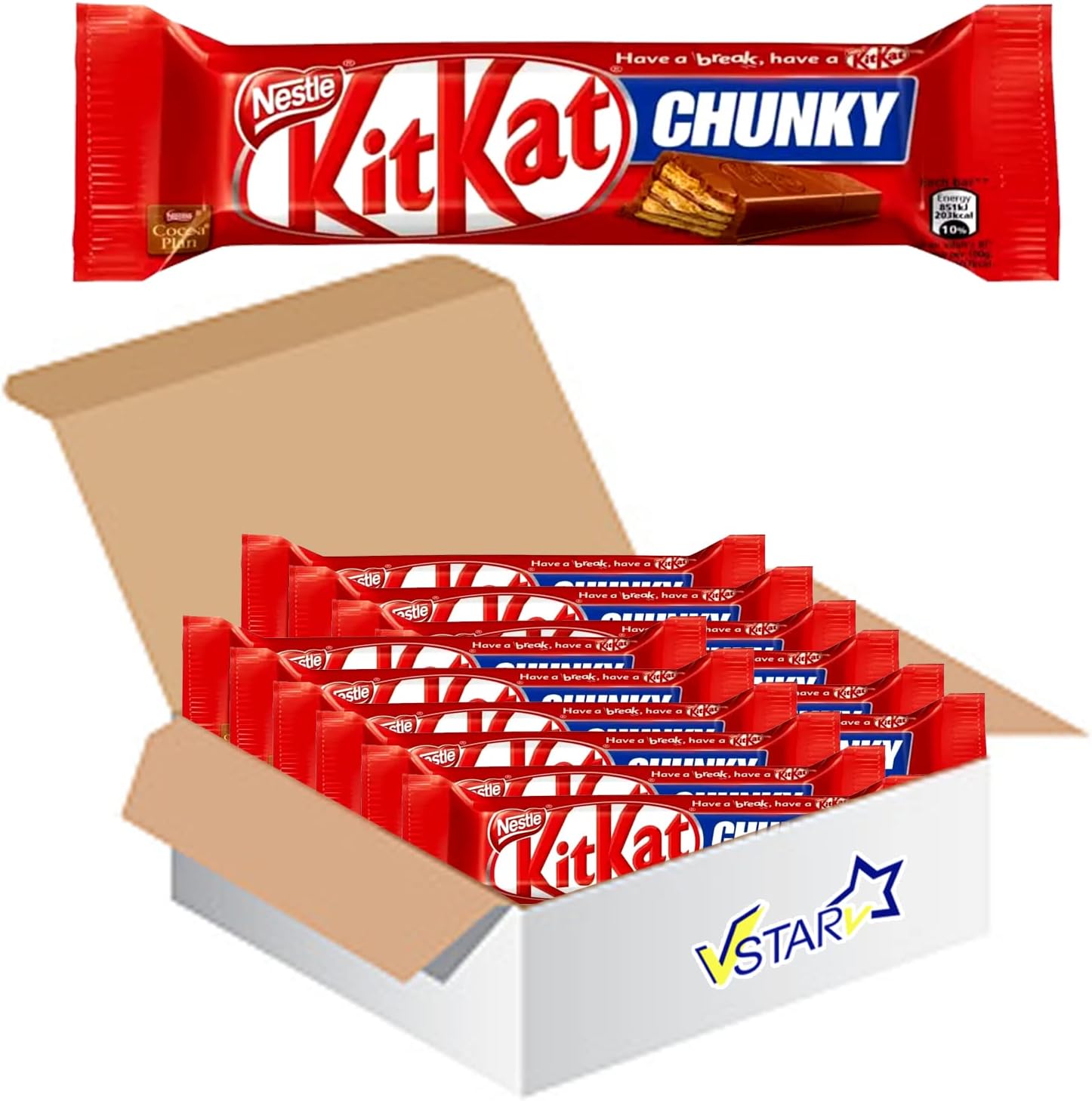 VSTAR All Chocolate Bars Collection (Kit Kat Chunky Milk Bar 40g, Half Box), 1.0 count